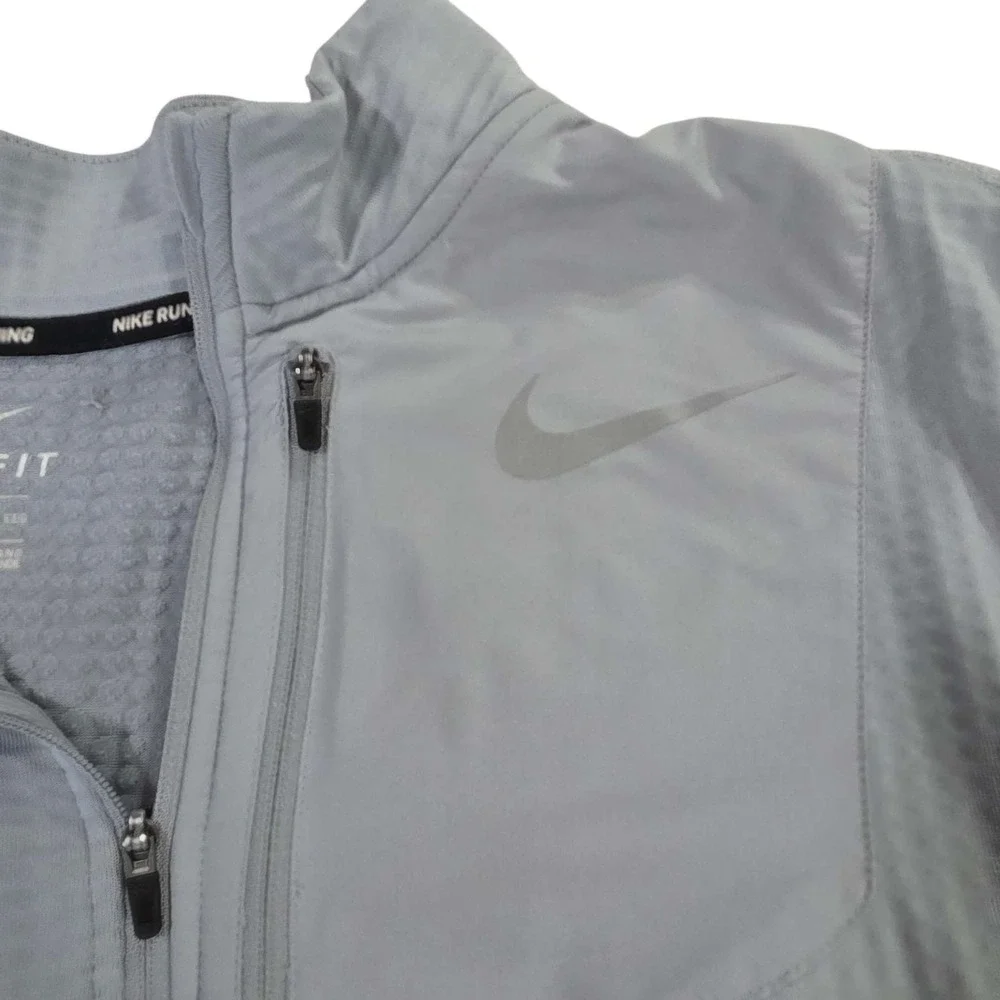Nike Dri-FIT Running 1/4 Zip‎ Long Sleeve Shirt Men's XXL Grey Textured Preppy